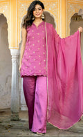 Mulberry Pink Satin Suit Set