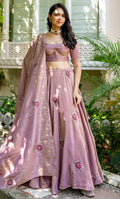 ROSE MIST TISSUE LEHENGA SET
