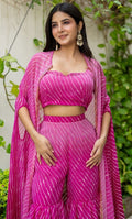 GULABI LEHERIYA CAPE SET