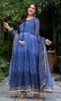 DESERT BLUE LEHERIYA ANARKALI SET