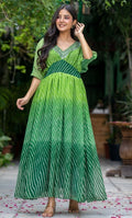 ROYAL GREEN LEHERIYA ETHNIC DRESS