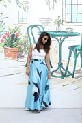 MANVI – BLUE SATIN GEORGETTE SKIRT