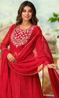 SARGAM RED BANDHANI LEHENGA SET
