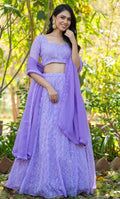 AYRA LAVENDER CHIKANKARI LEHENGA SET