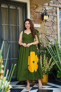 VIRIDIAN GREEN BOW DRESS