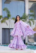 Impress Purple Block Print Sharara Set