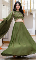 HINA GREEN TISSUE LEHENGA SET