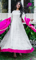 FUCHSIA IVORY TISSUE ANARKALI SET
