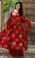 CRIMSON BLOSSOM ANARKALI PALAZZO SET