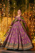 MEHROZA PURPLE EMBROIDERED MAXI SET