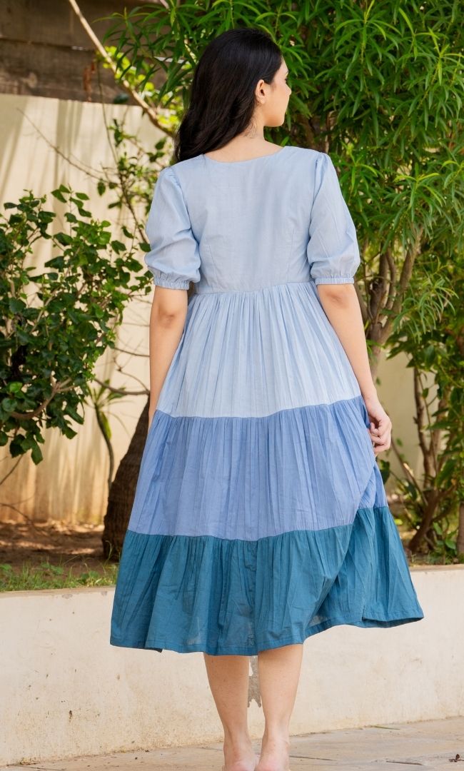 blue color block dress BLUE COLOR BLOCK DRESS – Radheys main image 1