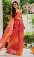 KESAR RANG ORANGE LEHERIYA SET
