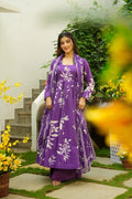 BUDDING PURPLE COTTON ANARKALI SUIT SET