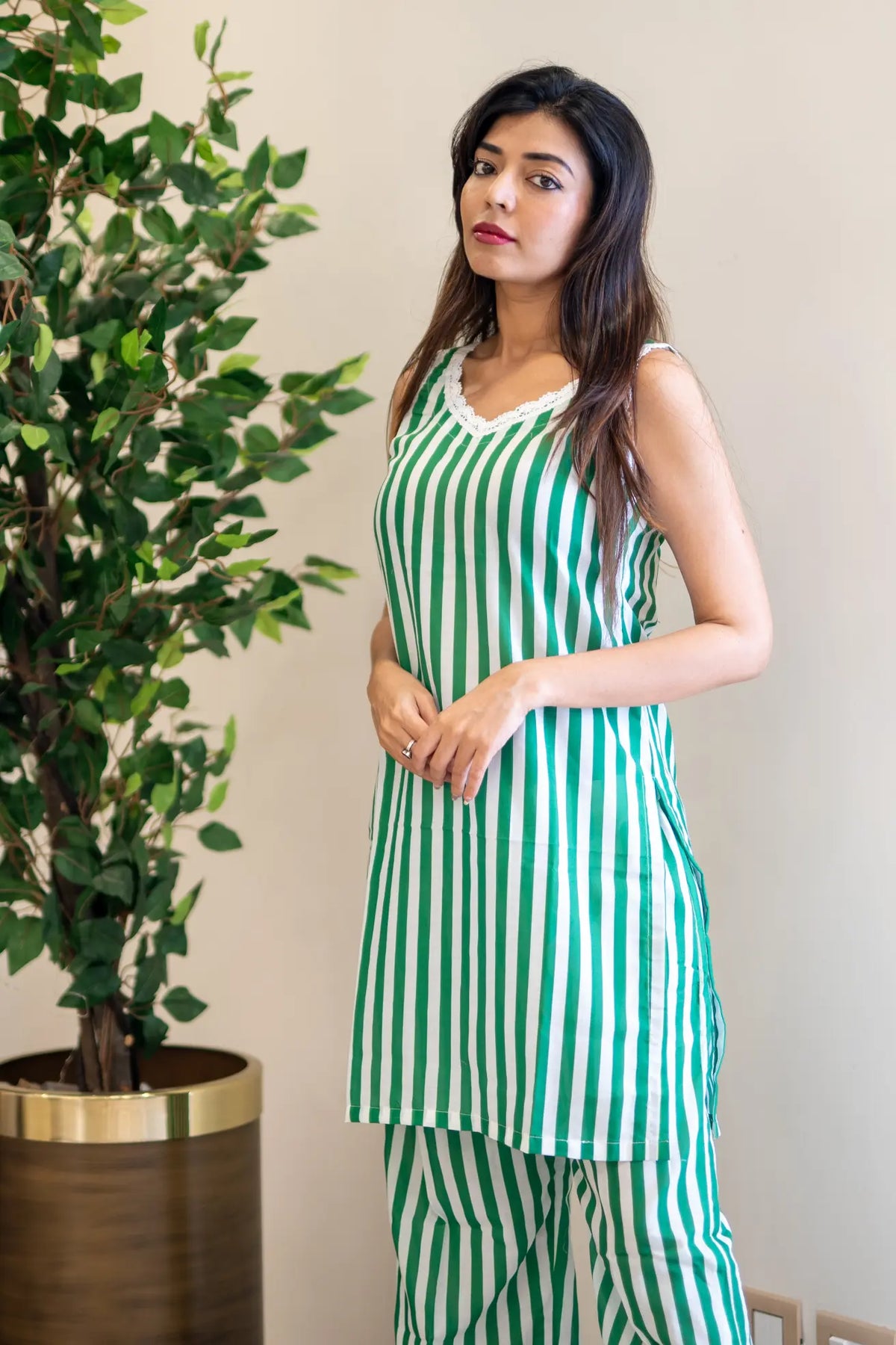 LARA GREEN STRIPE CO-ORD SET