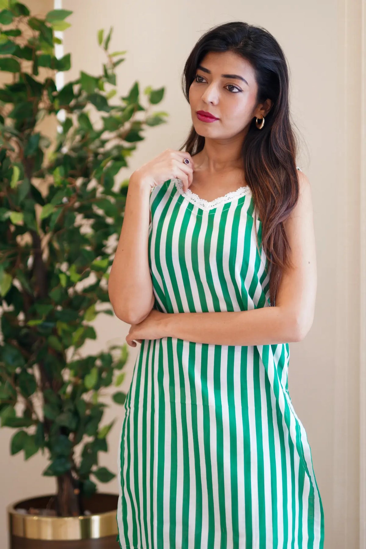 LARA GREEN STRIPE CO-ORD SET