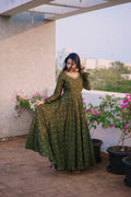 GREEN CHINON ANARKALI WITH DUPATTA