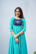 TEAL AND NAVY BLUE ANARKALI SET