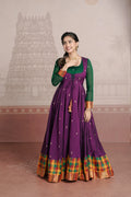 PURPLE WITH MULTICOLOUR BORDER ANARKALI