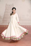WHITE WITH PINK BORDER ANARKALI