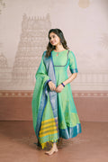 GREEN SILVER BORDER ANARKALI WITH DUPATTA