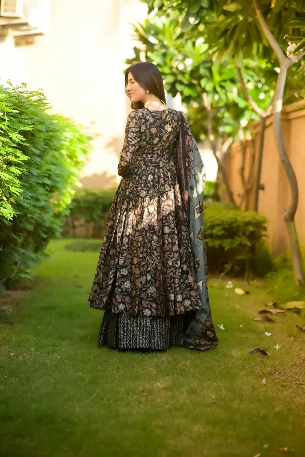 Mahira black muslin suit set