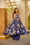 DHVIJA PURPLE COTTON ANARKALI SUIT SET