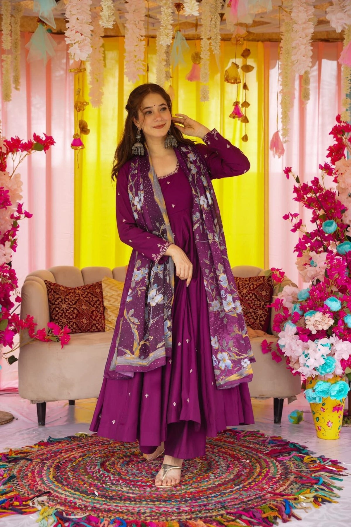 Imperial Purple muslin suit set