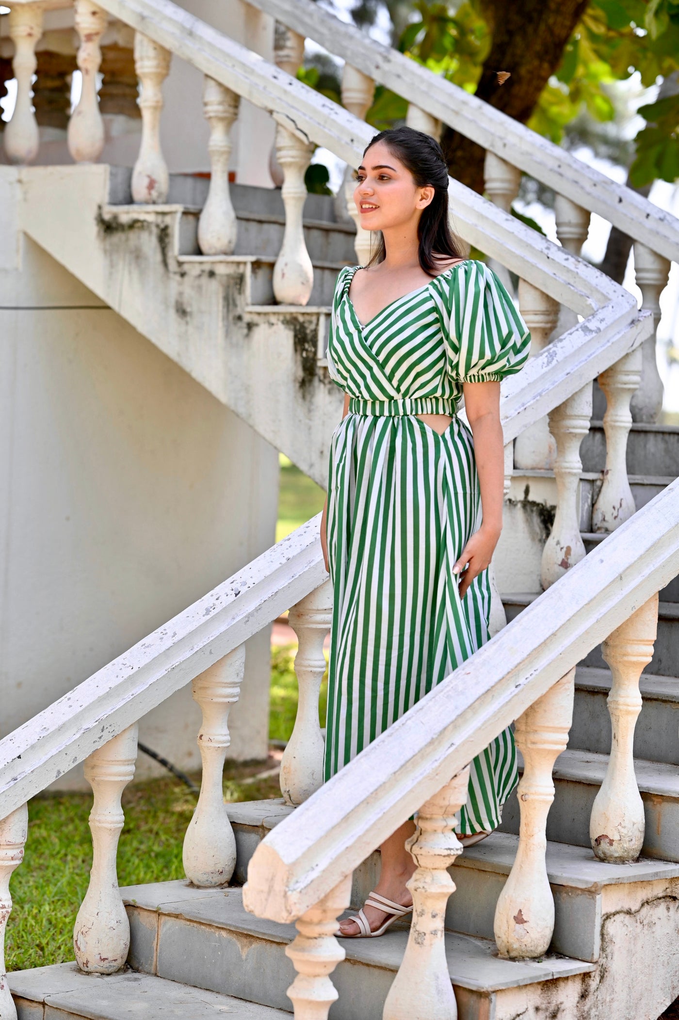 Lara Green Stripe Cut-Out Dress Radheys Lara Green Stripe Cut-Out Dress Radheys