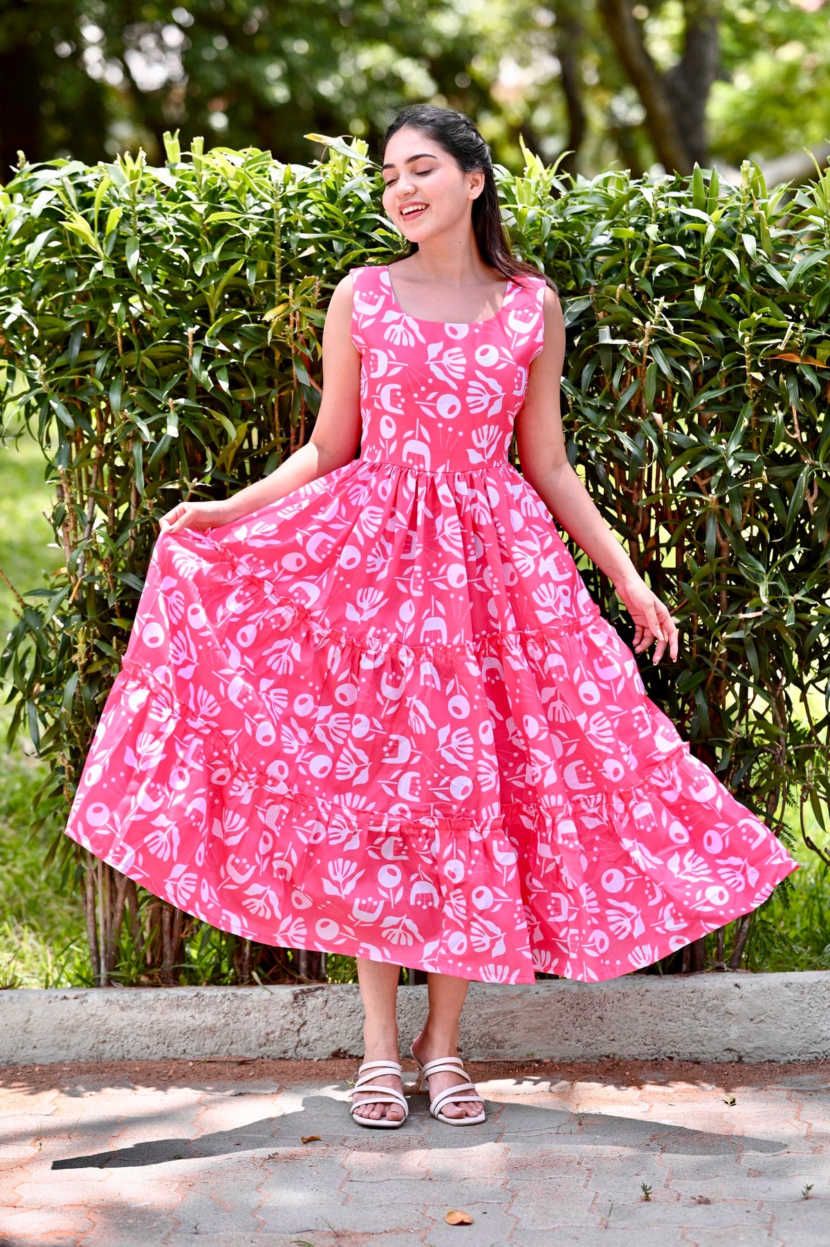 French Pink Cotton Frill dress