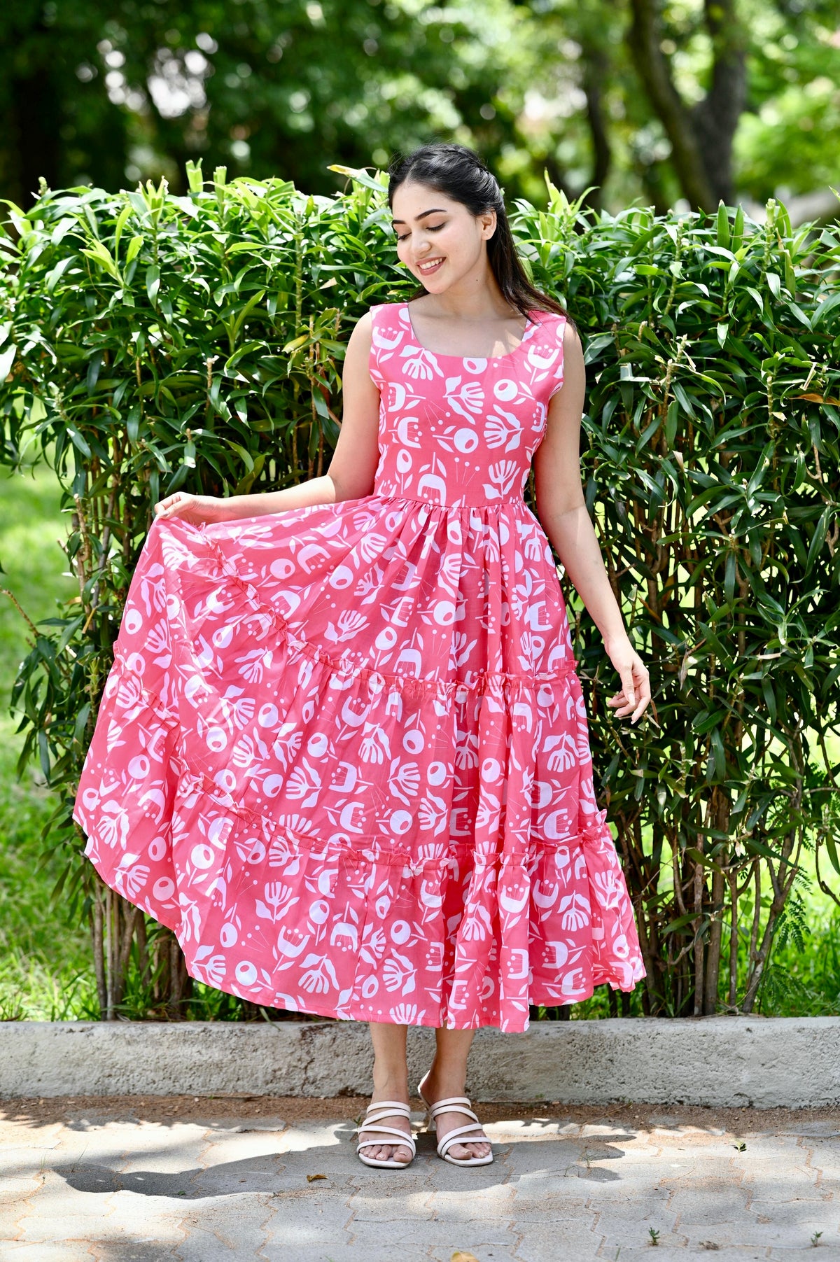 French Pink Cotton Frill dress