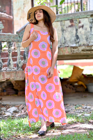 Netra Orange A-Line Dress