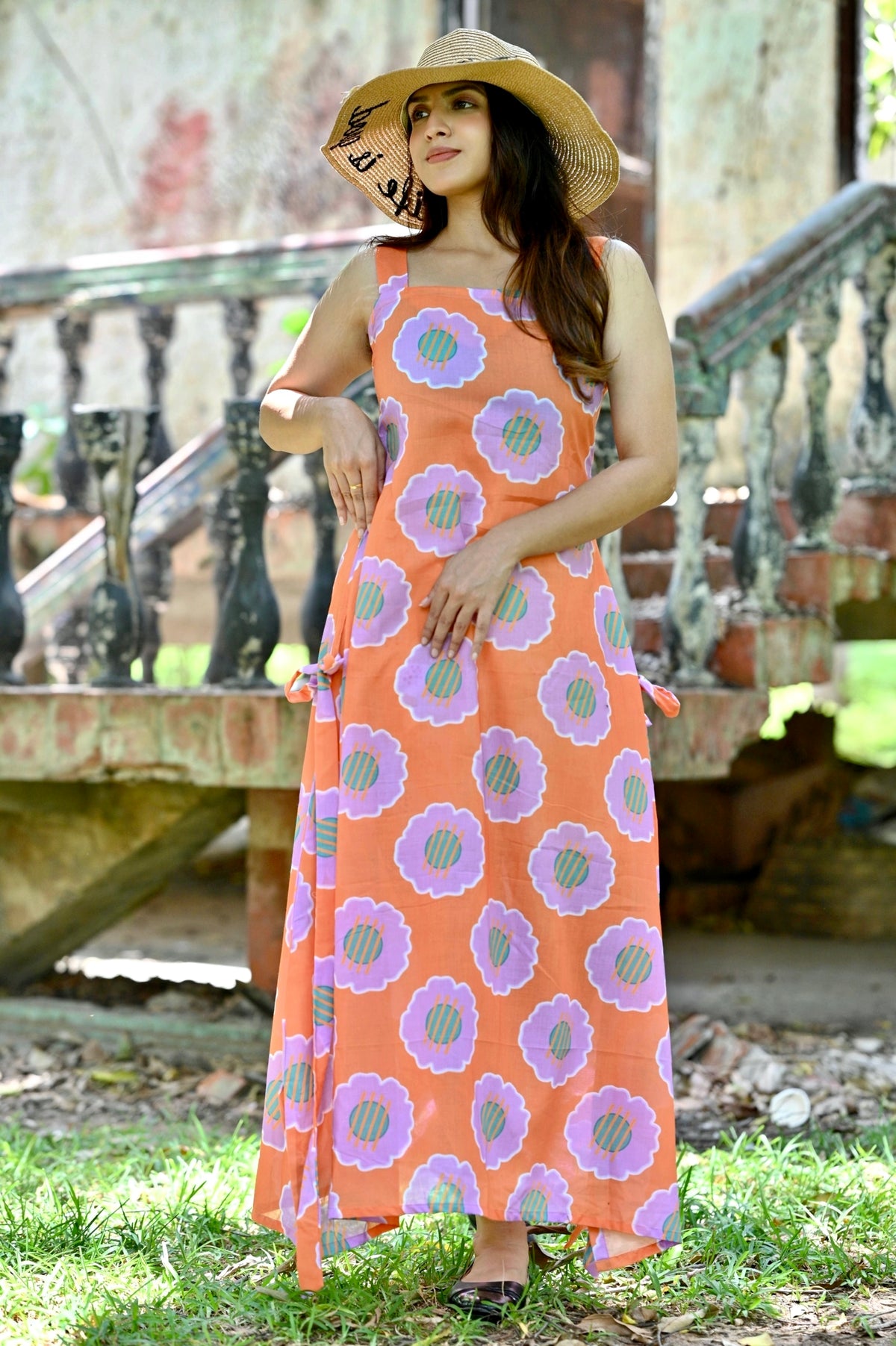 Netra Orange A-Line Dress