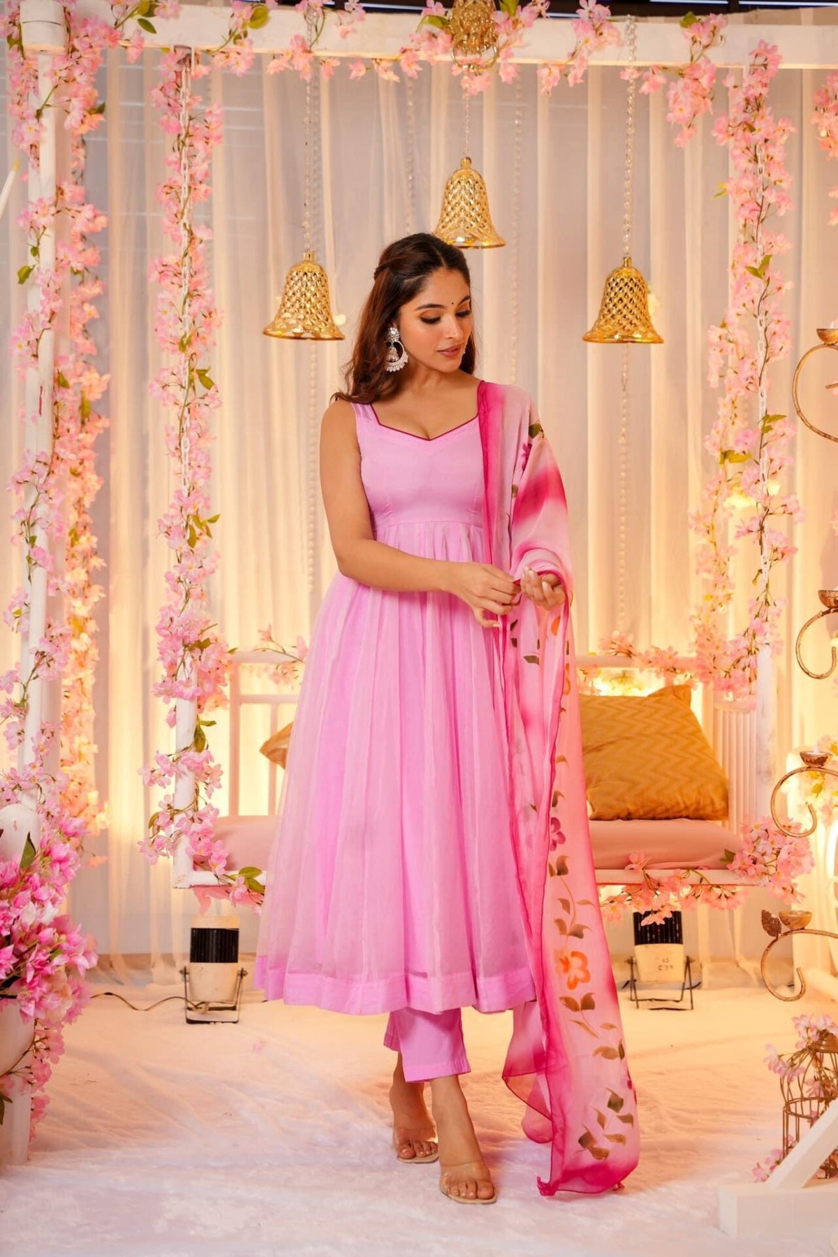 Petal pink organza suit set