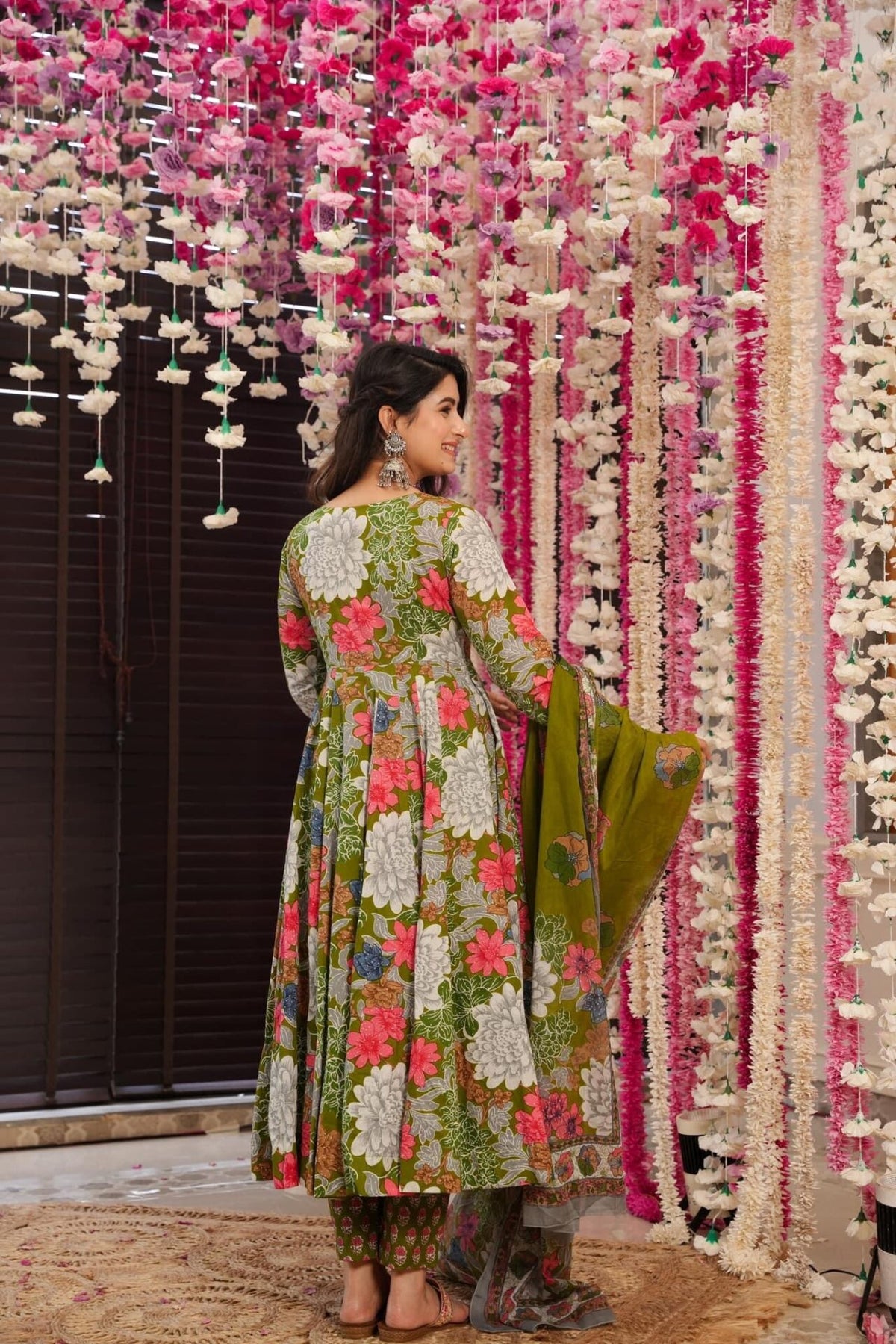 Garden green cotton Angrakha set