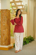NIGHARA MARROON COTTON FARSHI SALWAR SET