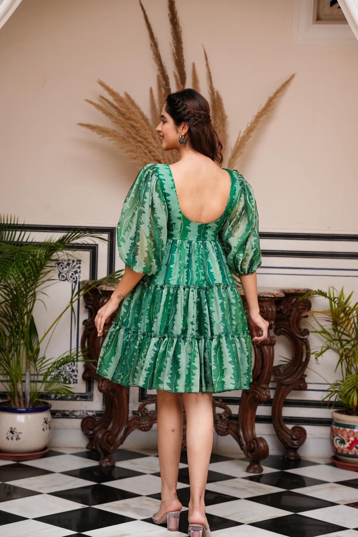 MIDORI GREEN ORGANZA DRESS