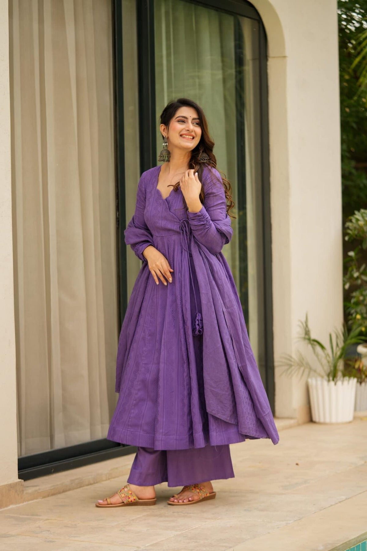 Sheeja purple suit set