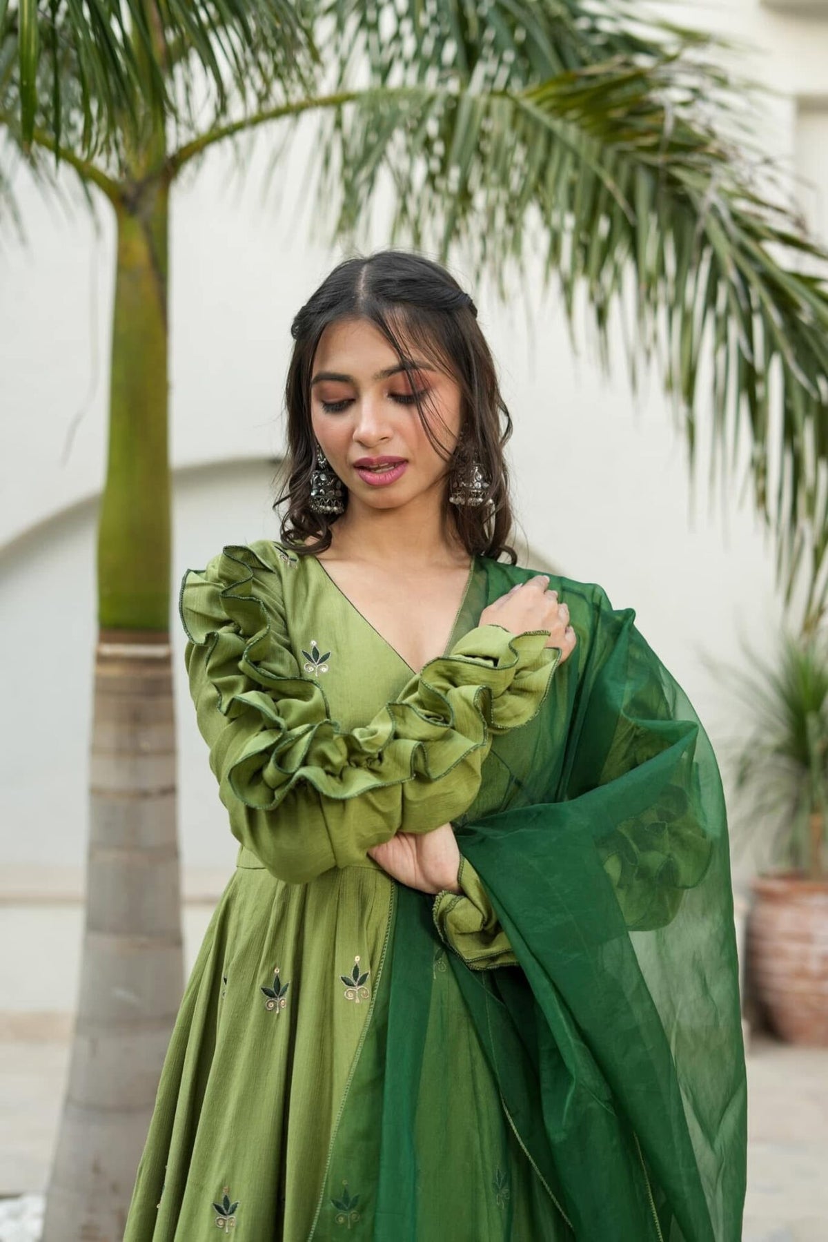 Athena green silk suit set