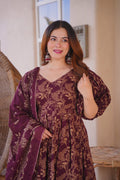 MRINALINI COTTON PRINTED ANARKALI SUIT SET