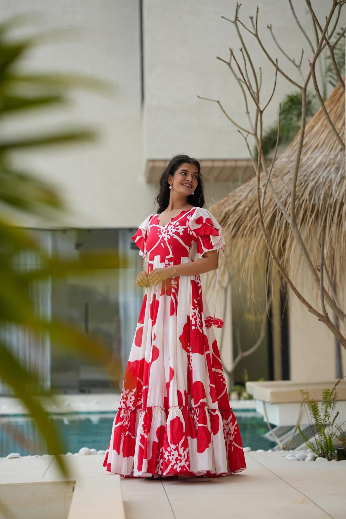 Endless red rose cotton maxi