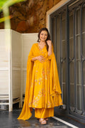 RITISHA MUSTARD COTTON ANARKALI SUIT SET