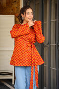 YUNA CHECKERED WRAP TOP