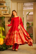 AIRAANI RED SILK ANARKALI SUIT SET