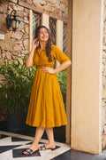 RIVELLE MUSTURD COTTON DRESS