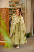 ARNA GREEN COTTON ANARKALI SUIT SET