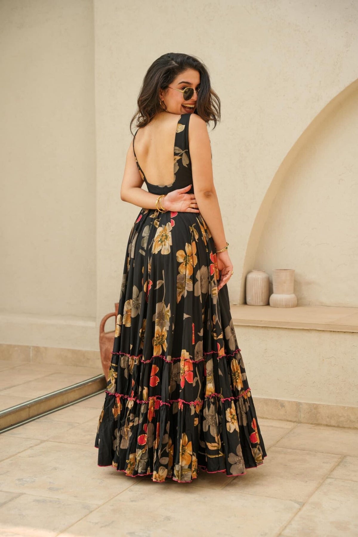 BLACK FLORAL MAXI