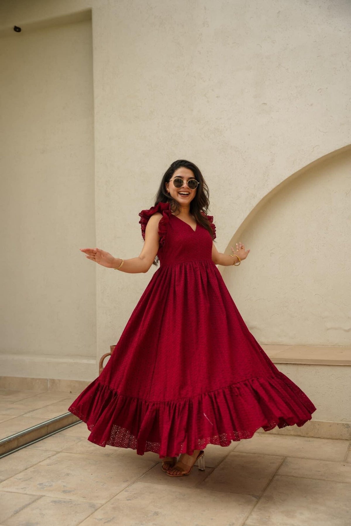 RADIANT MAROON COTTON DRESS