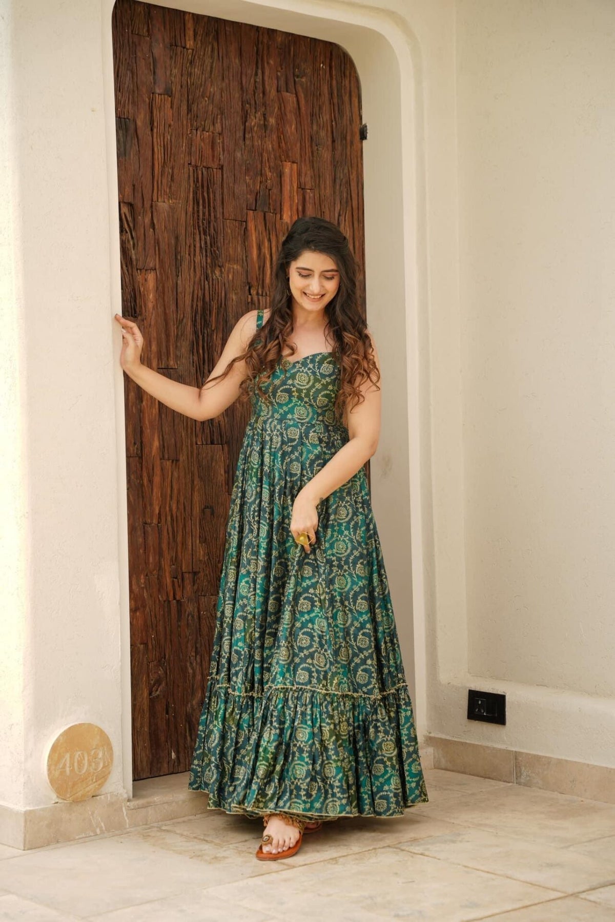 GAUHAR GREEN MUSLIN MAXI