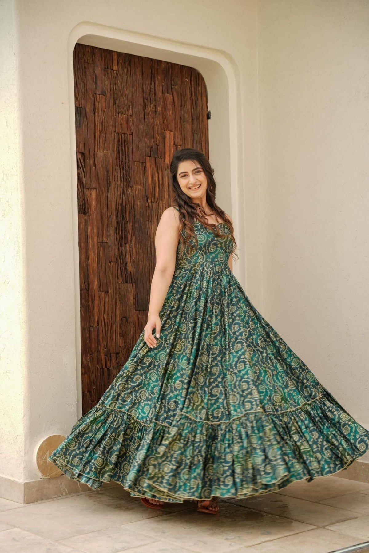 GAUHAR GREEN MUSLIN MAXI