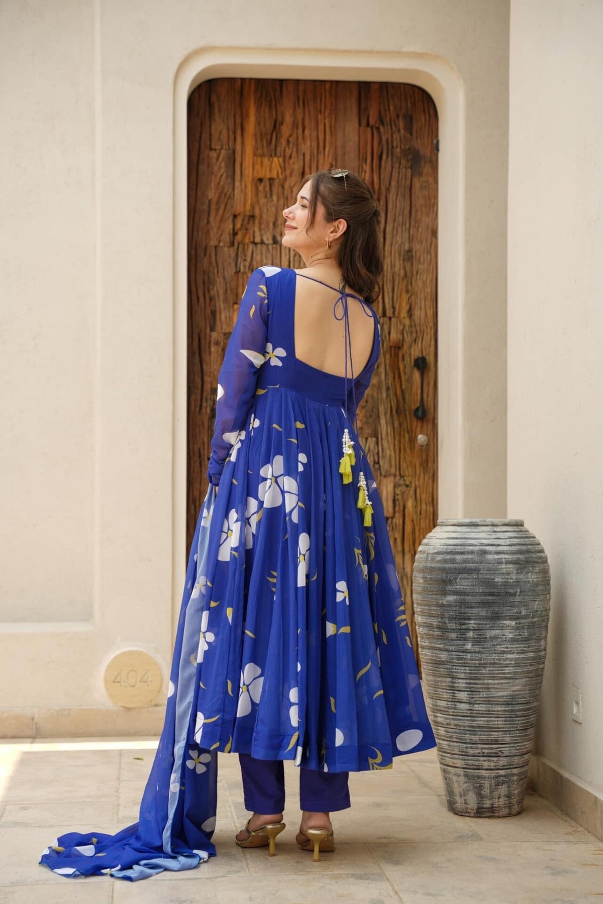 BLUE FLORAL GEORGETTE SET